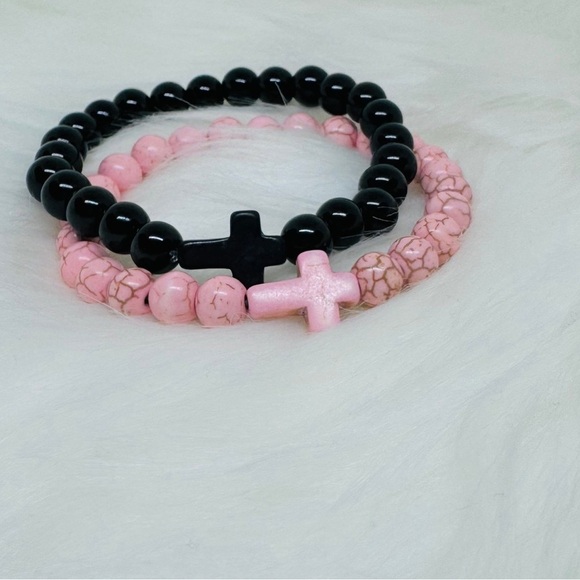 Wholesale Cross 8mm beaded Natural Stone Bracelets - Picture 5 of 7